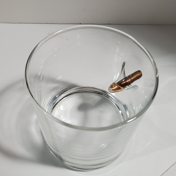Whiskey rocks Glass bullet shooting in the side BenShot barware Mancave - Picture 2 of 8